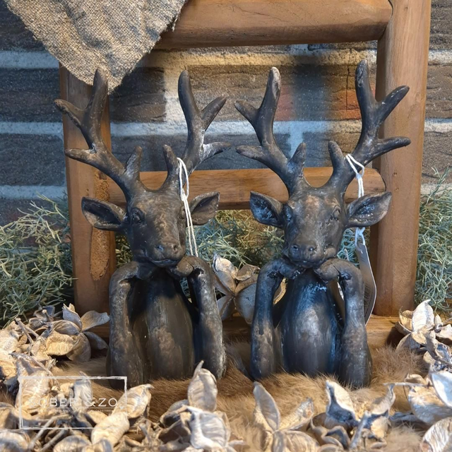 Rendier beeldje S, grijs/zwart