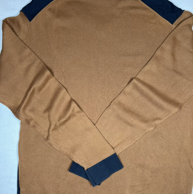 Pull Lacoste bleu marine et camel – Taille 6 (XL)