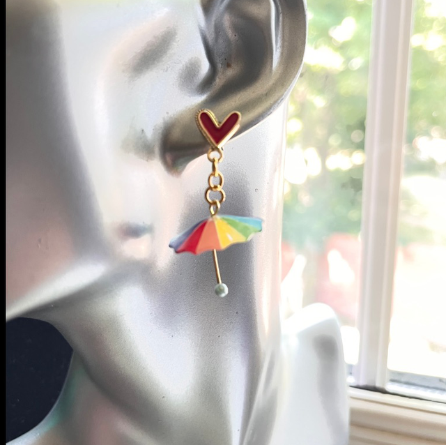 Rain On Me - Rainbow Umbrella Earrings 