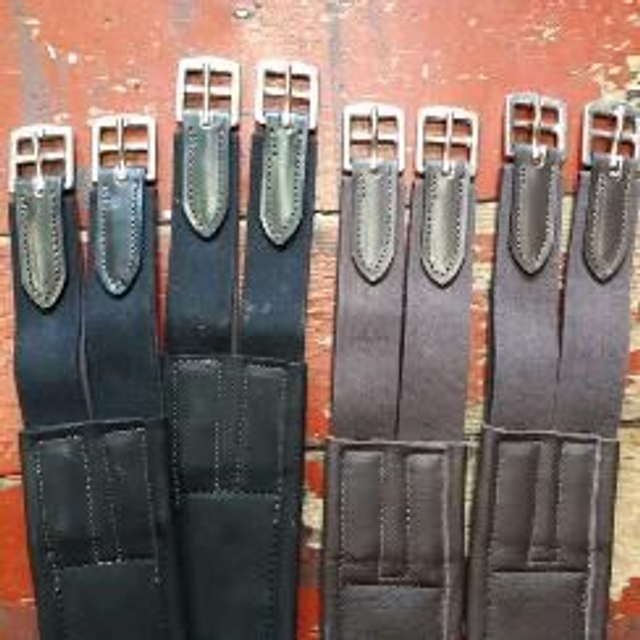 Elasticated 3 Fold Leather Girth