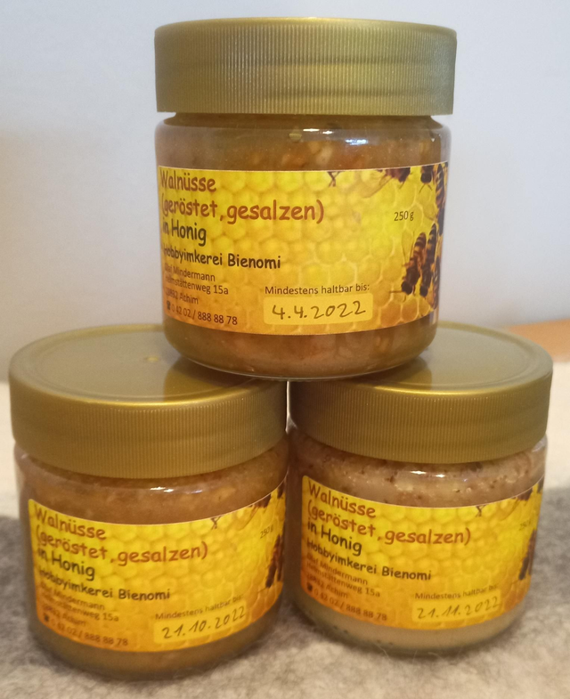 geröstete Walnüsse in Honig, 250-g-Glas