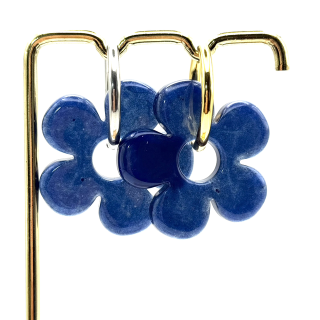 Pampilles Marguerites Saphir Blue réversibles 