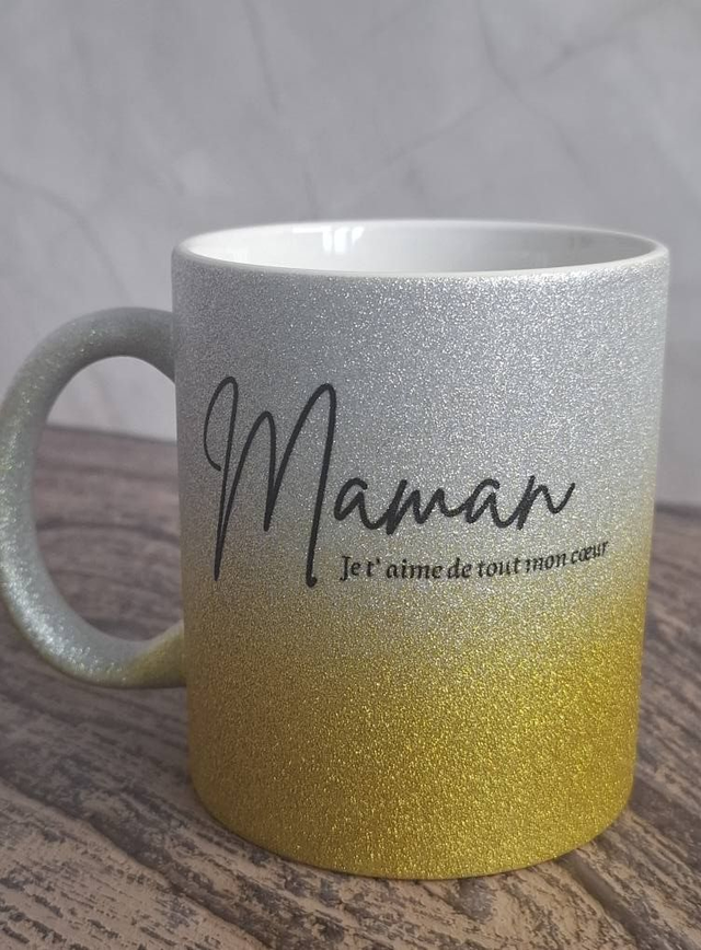 Mug à paillettes maman