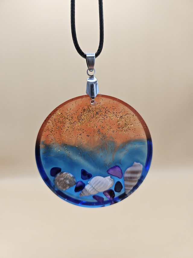 Pendentif en résine - Fonds marins (grand)