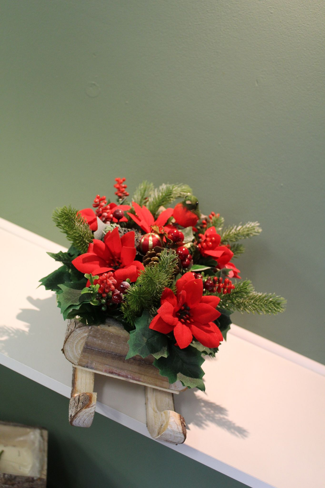 Festive Sleigh Arrangement – Artificial Flowers