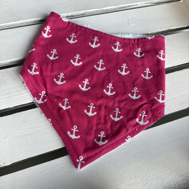 Hot Pink Anchors Bamboo Dribble Bib