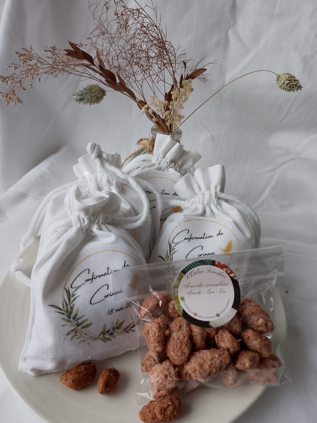 Cacahuètes Caramélisées avec pochons personnalisés X10