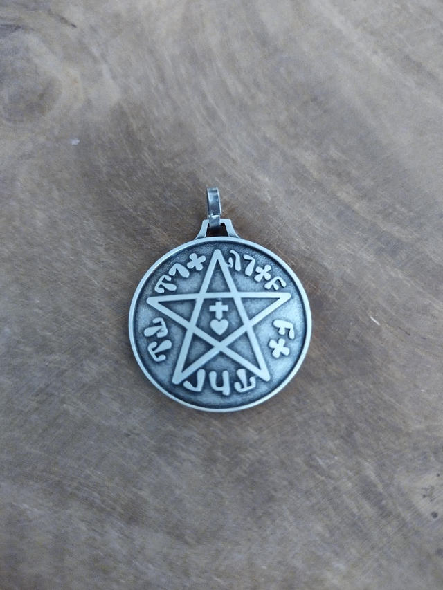 Médaille Sceau De Salomon Métal Argenté 23mm