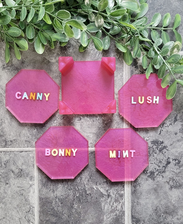 Coasters - Pink Geordie x4 Coaster Set with Holder