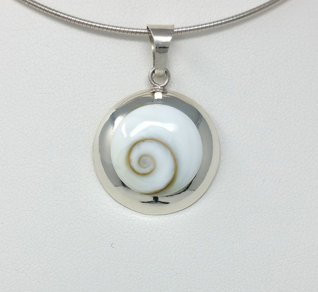 PENDENTIF OEIL DE STE LUCIE DOS PLEIN EN ARGENT VENDU SANS CHAINE - OSLPO1943