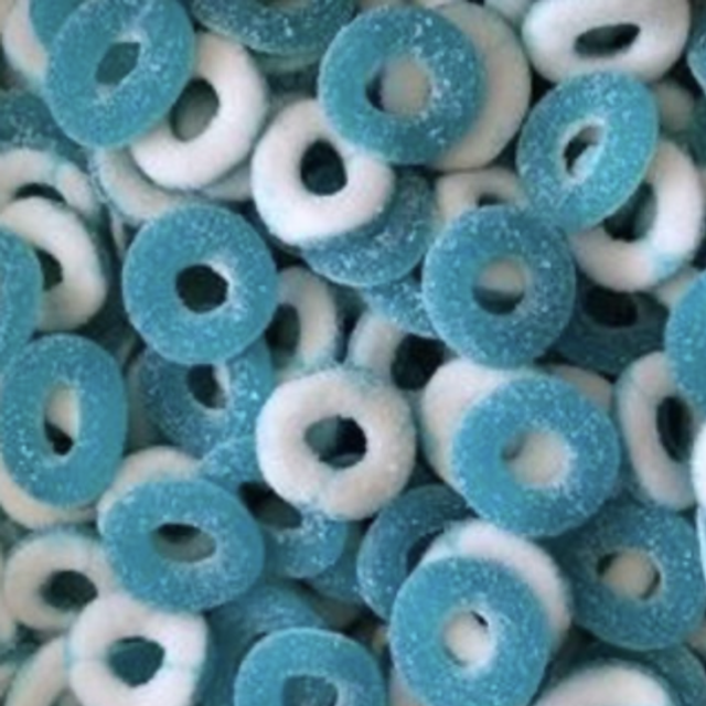 (016) Anneaux framboise sucrés - 100 g halal 