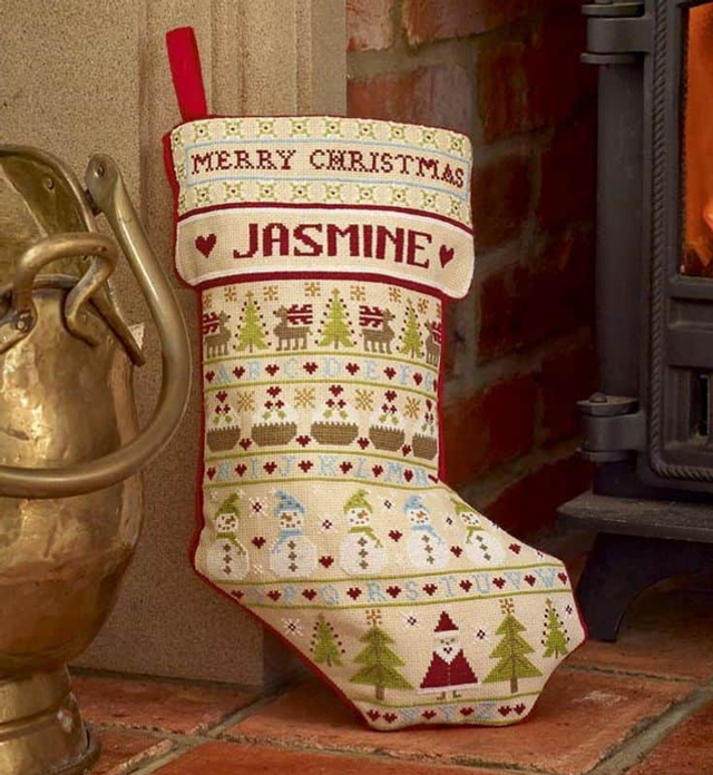 Snowman Christimas Stocking by Historical Sampler Company