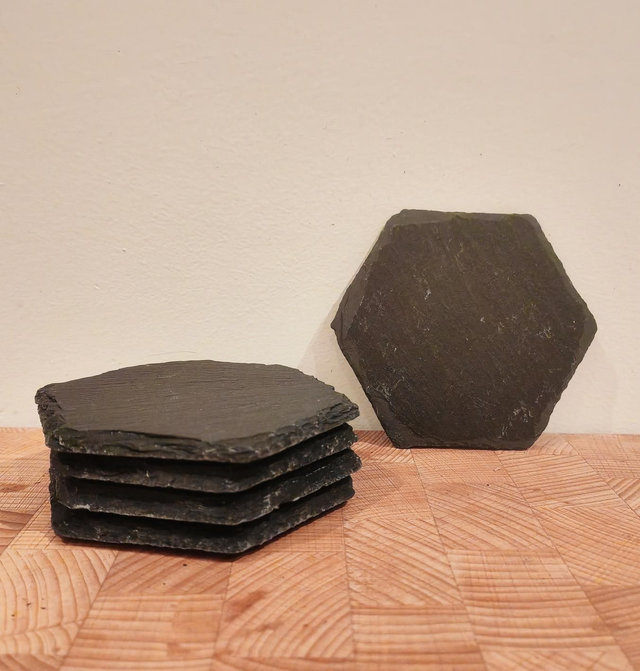 Slate candle stand hexagon shape