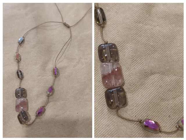 Agate et verre fumé, bracelet réglable, résistant 