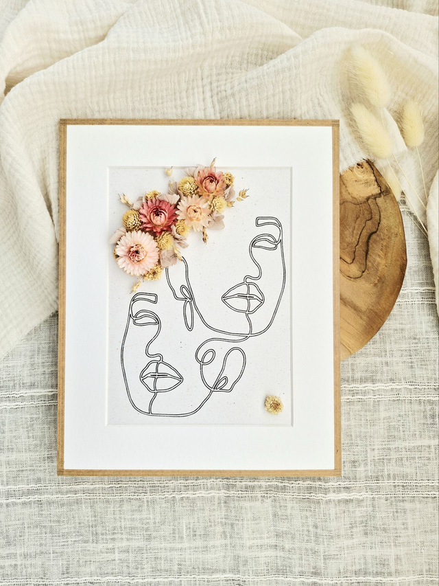 Cadre fleuri - Transmission Rose pastel