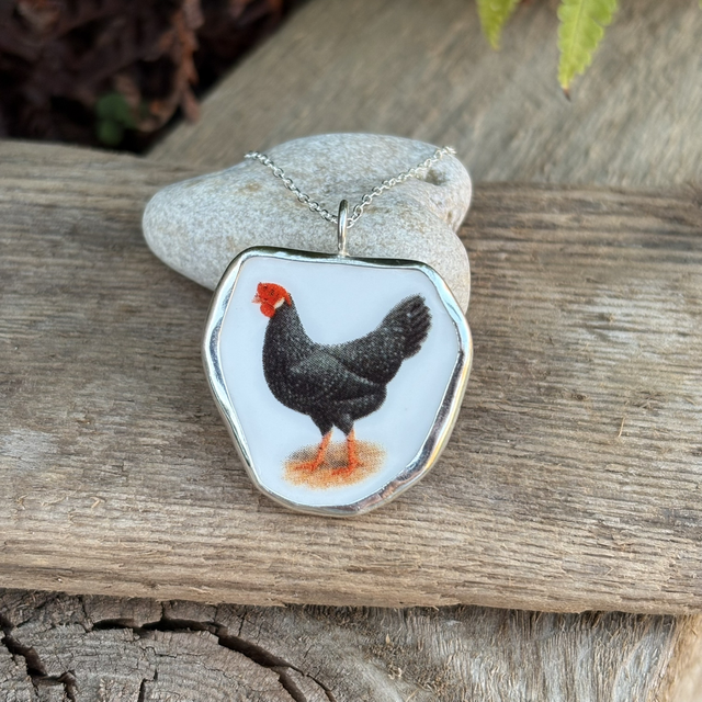 Recycled Pottery & Recycled Silver Necklace