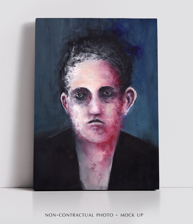 Fine art Oil painting / Man with a big ear