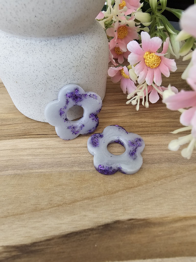 🏵️​FLOWER POP interchangeable Gris et Paillettes Violettes🏵️