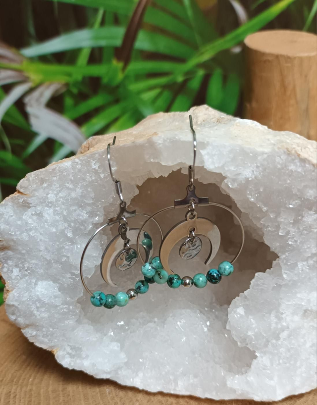 Boucles d'oreilles en turquoise d'Afrique