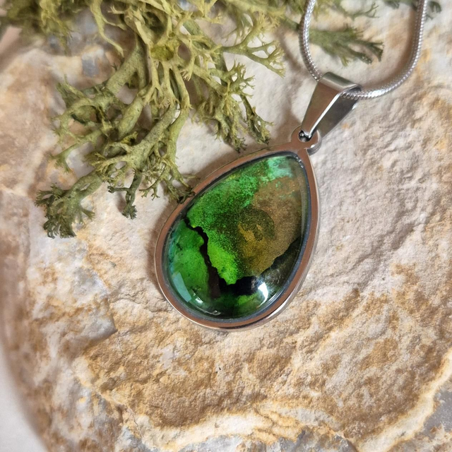 Green Alcohol ink pendant