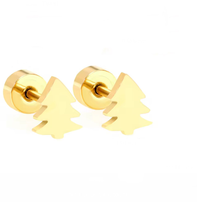 Gold Christmas Tree Mini Comfort Back Studs