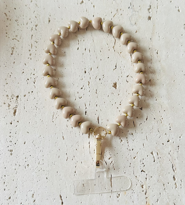 Kleine hartje Telefoonkoort beige