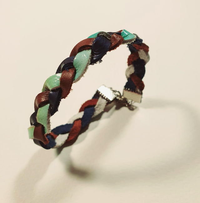 Bracelet Tresssé Marron Et Bleu Turquoise