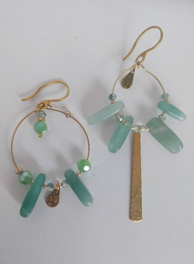 ✨Boucles d&#039;oreilles &quot;asymétriques aventurine✨