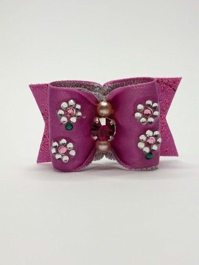 Noeud pour chien simple coque-strass-fleur