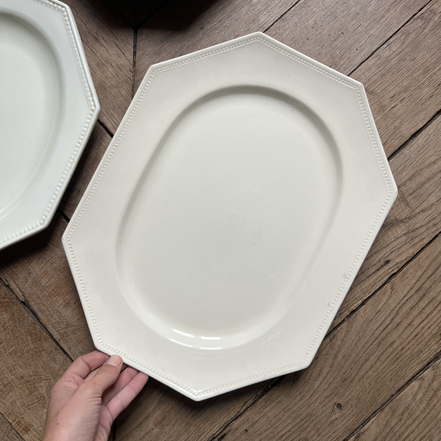 Plat de service octogonal perlé Sarreguemines