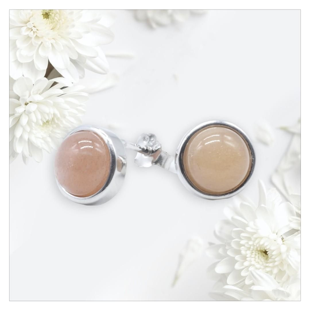 "Pierre de soleil" - Boucles d'oreilles argent 925 ronde