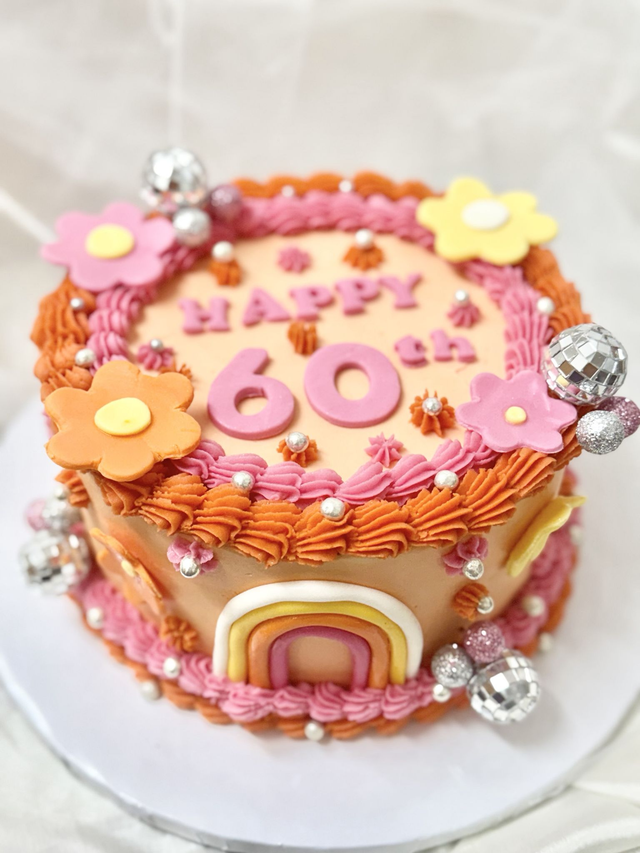 60s Theme Birthday Cake
