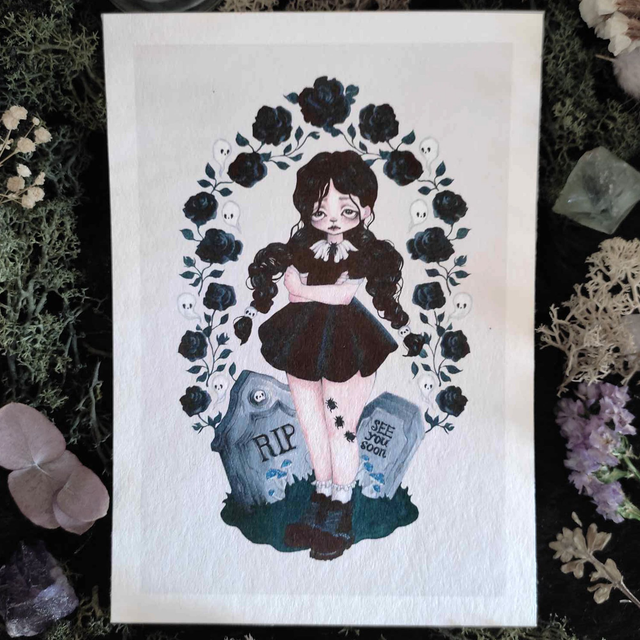 Art print ~ Gothic girl (inspired by Mercredi Addams)
