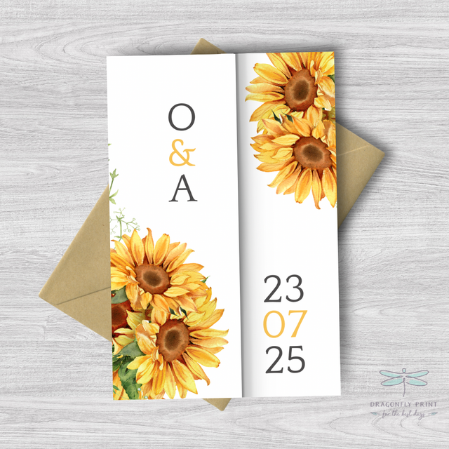Sunflowers design - Gatefold Wedding invitation