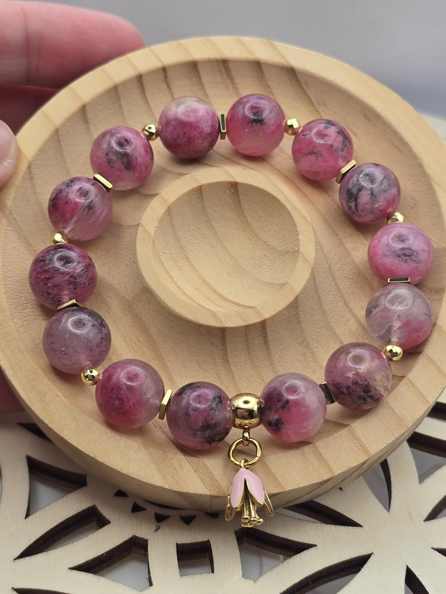 Bracelet Rhodonite sur Quartz XL 1,2 cm 