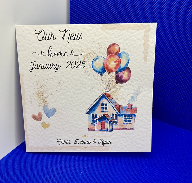 Handmade Personalised New Home Card - Custom Housewarming Greeting.