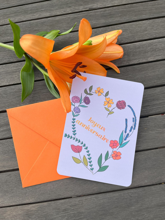 Carte de vœux &quot;Anniversaire fleuri&quot;