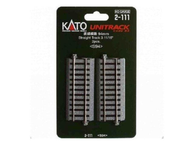 2 rails droits 94mm kato 2-111 H0