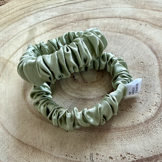 Chouchou en soie - Taille Skinny - Vert sauge