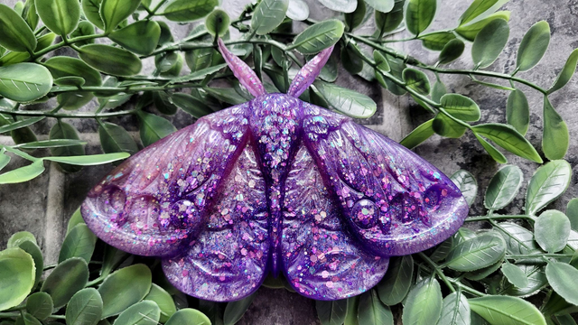 Moth Wall Hanging – Purple Glitter