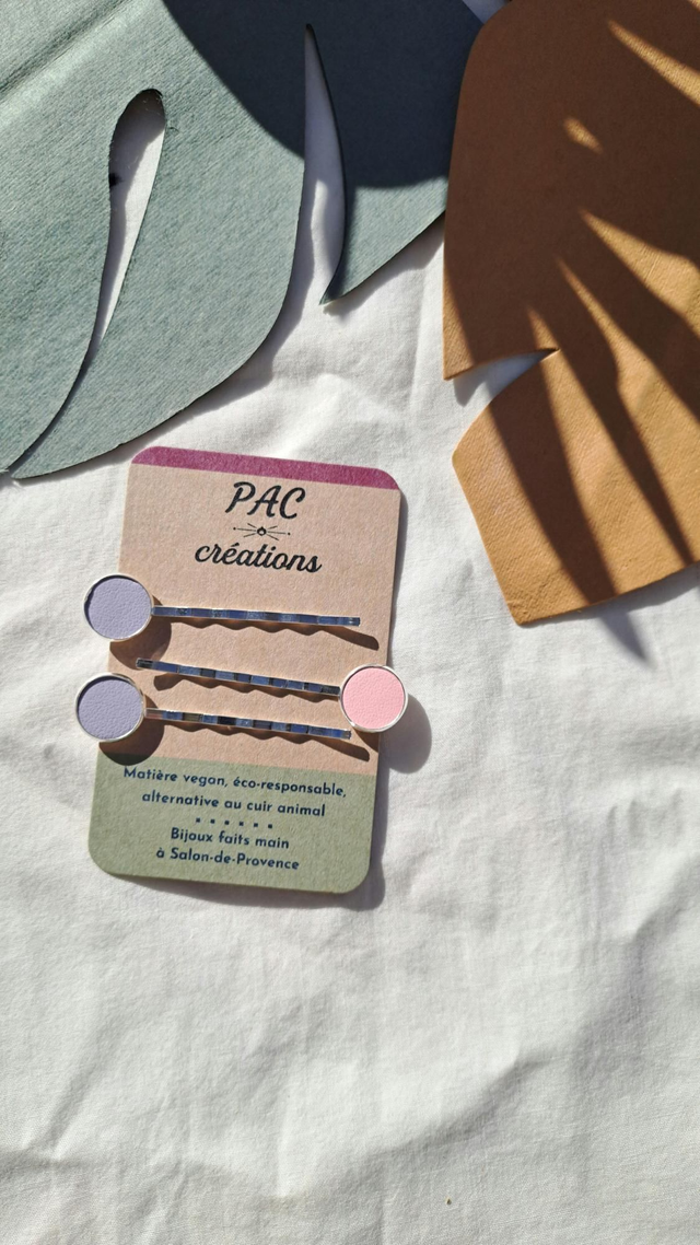 Lot de 3 barrettes pinces à cheveux en matières végétales 