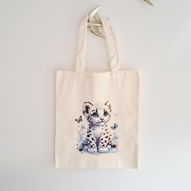 Tote bag bébé panthère des neiges 