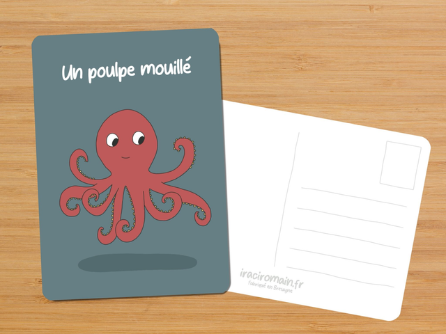 Carte postale " Un poulpe mouillé "