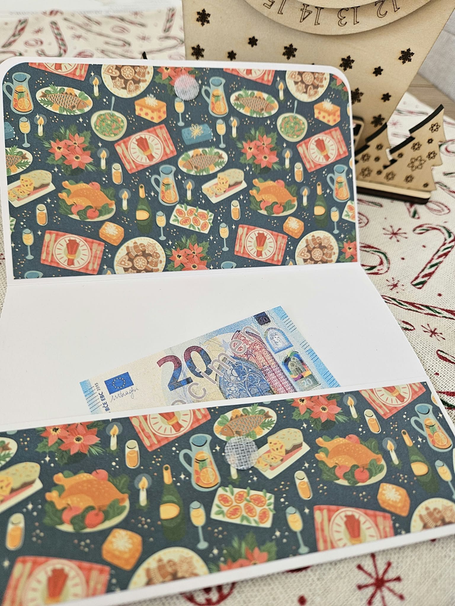Pochette cadeau de Noël faite main – Pour chèque, billet ou carte cadeau