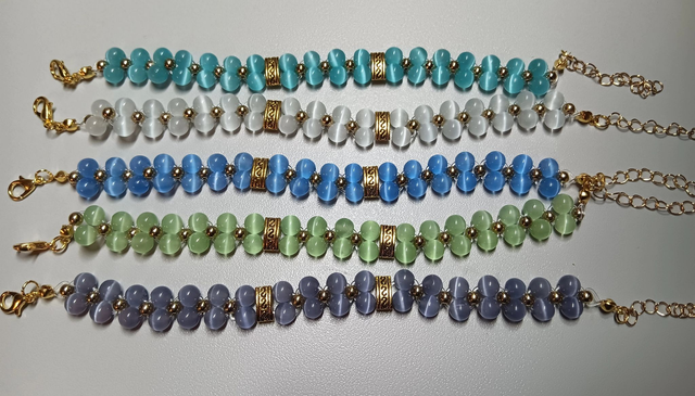 Bracelet Femme 2 Rangs – Pierre Œil de Chat &amp; Acier