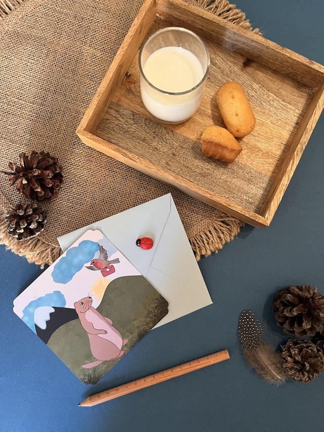 Carte de vœux &quot;Marmotte à la montagne&quot;