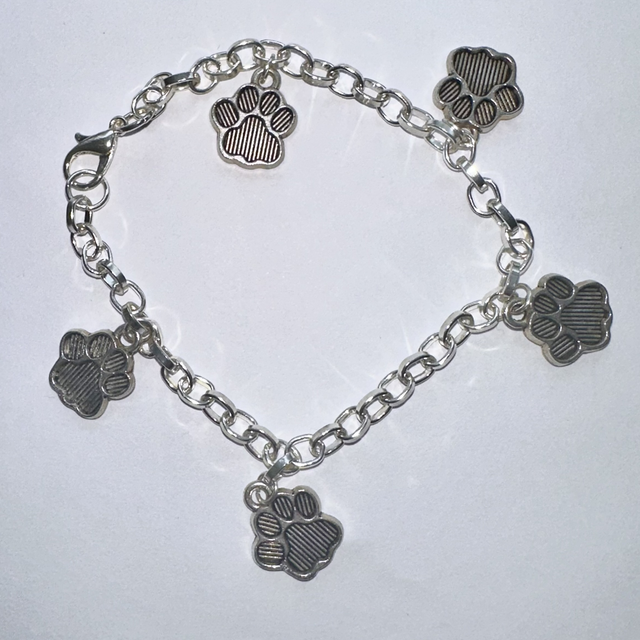 Silver Paw Print Bracelet