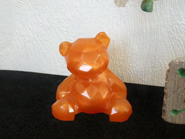 Déco ourson cristal orangé, couleur personnalisable