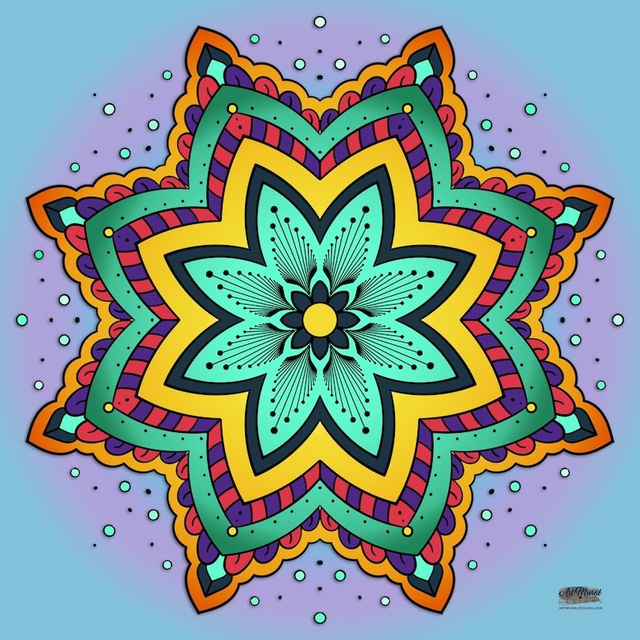 Mandala Floral Coloré – L’Art Zen qui Éveille Lumière et Harmonie Intérieure - Art mural coloré