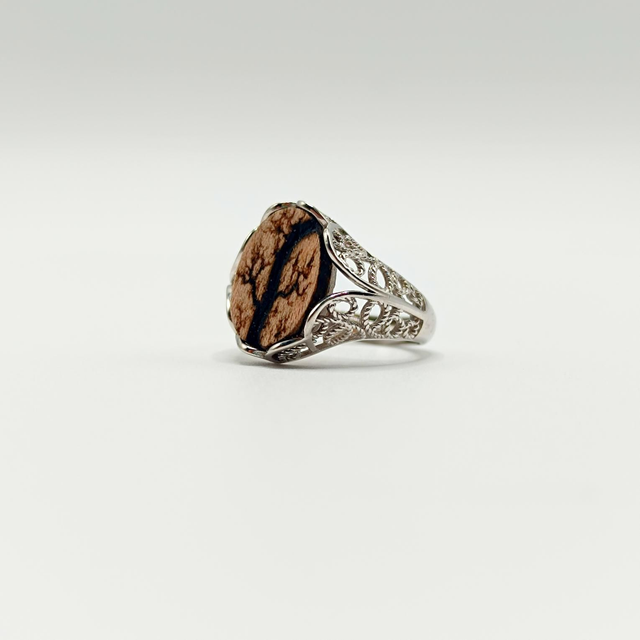 Bague ajustable en argent 925 et bois d'érable 